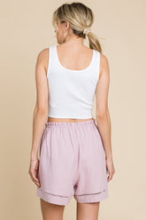 Cotton Bleu Women's High Waist Drawstring Shorts - Breathable Summer Fashion